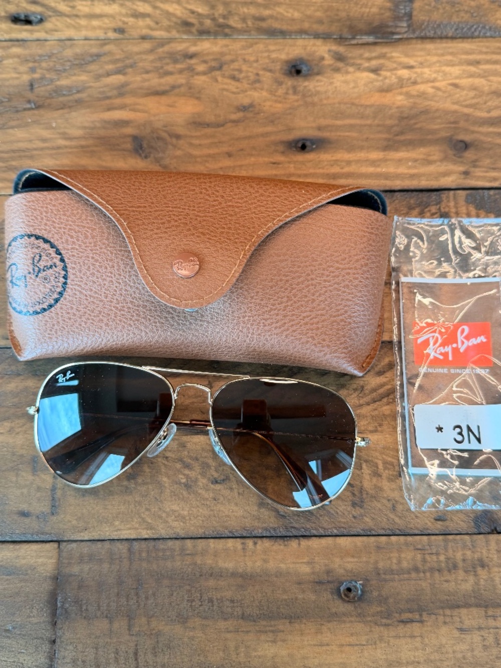 Ray-Ban RB3025 Aviator Large Metal Gold Brown Sunglasses 58mm